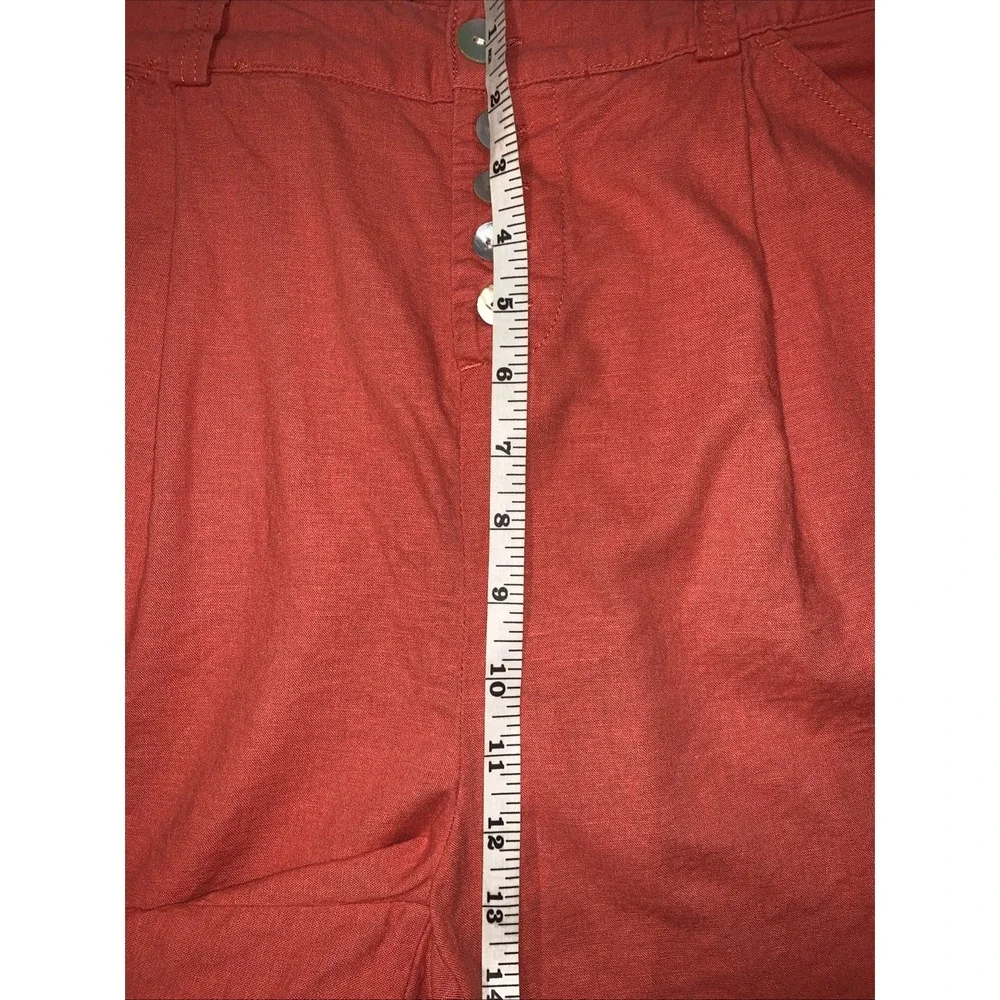Torrid Shorts Women 12 Orange Linen Blend Pleated High Waist Sailor Resort
